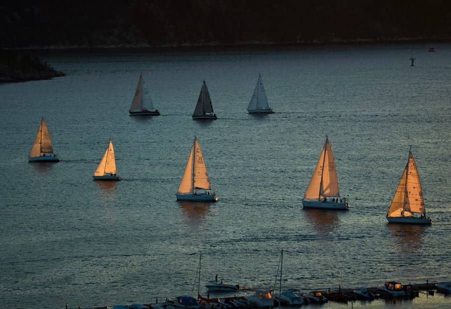 Segelboote eines Wassersportvereins